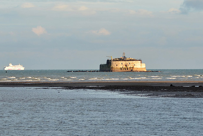 St Helens Fort out to sea on the Isle of Wight