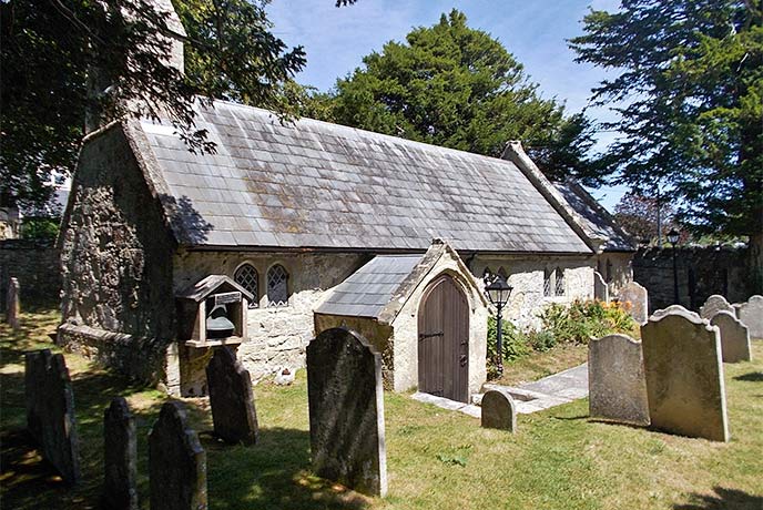 The historic and tiny St Lawrence Old Church on the Isle of Wight