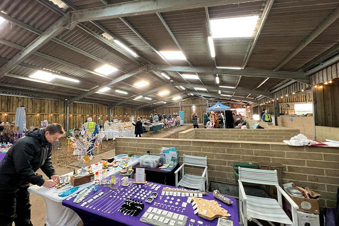 The barn at the Isle of Wight Donkey Sanctuary turned into the annual Winter Market full of stalls