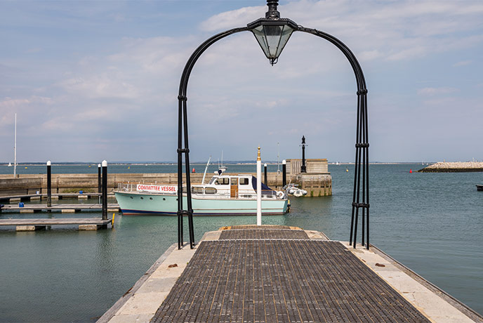 The pretty dock in Cowes where you can board your romantic voyage