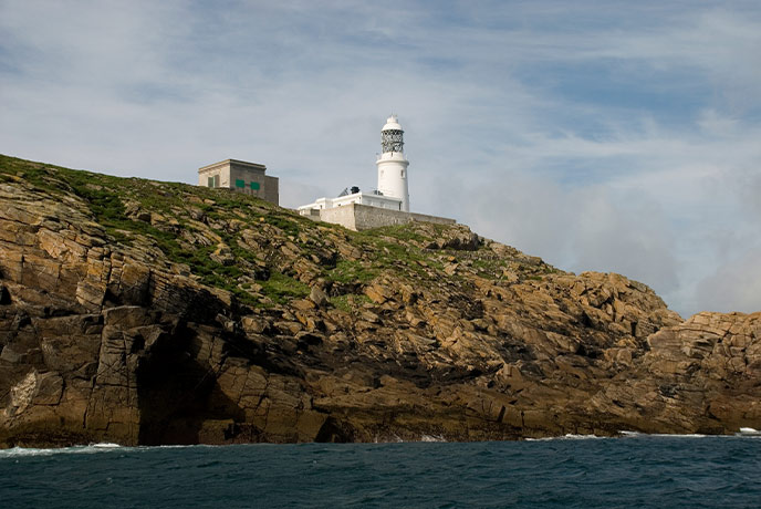 The Round Island Lighthouse on the Isles of Scilly