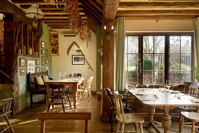 The charming country interior of The Plough Inn in Kent