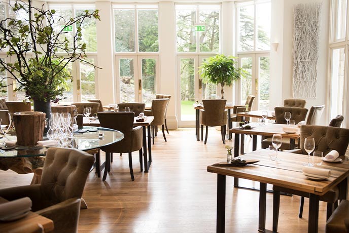 The light and airy restaurant at Forest Side in the Lake District