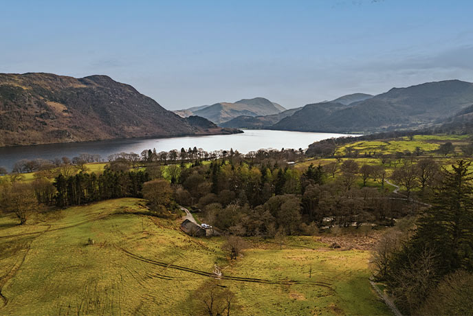 Looking out over the countryside surrounding Aira Force in the Lake District