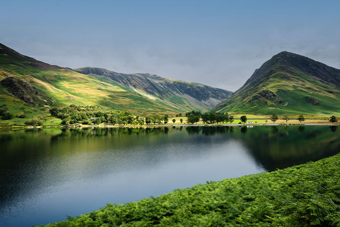The dramatic mountains surrounding Buttermere Lake in the Lake District