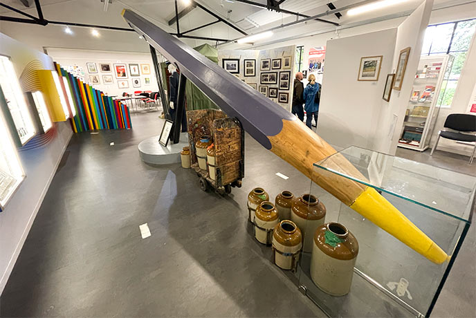 A giant pencil on display at the Derwent Pencil Museum in the Lake District