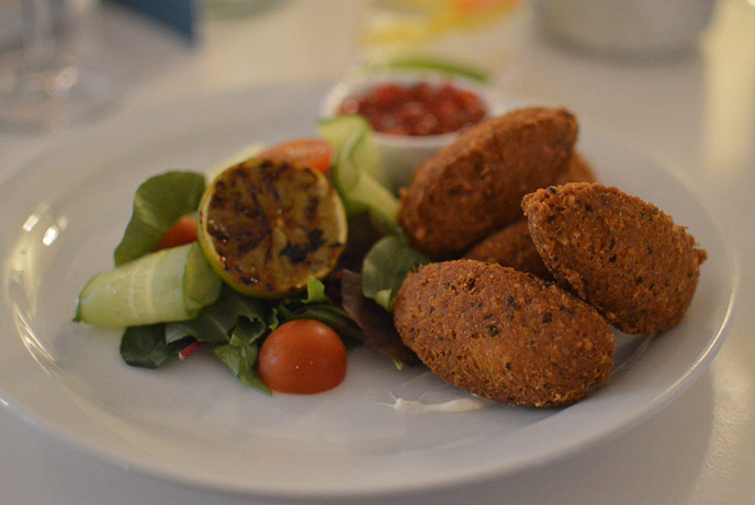 The epic crab fritters served at Muddy Beach in Penryn.