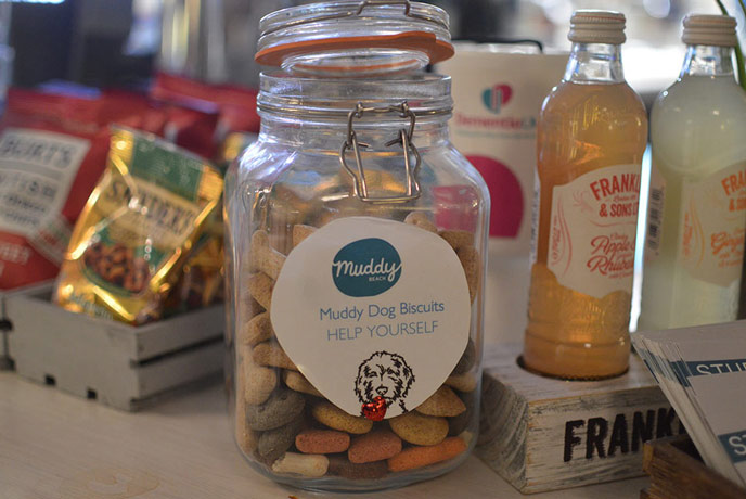 There are even dog biscuits for your four legged friends at Muddy Beach cafe in Penryn, Cornwall.