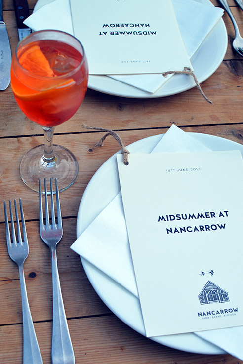 The pretty place settings at the Nancarrow Farm Midsummer Feast.