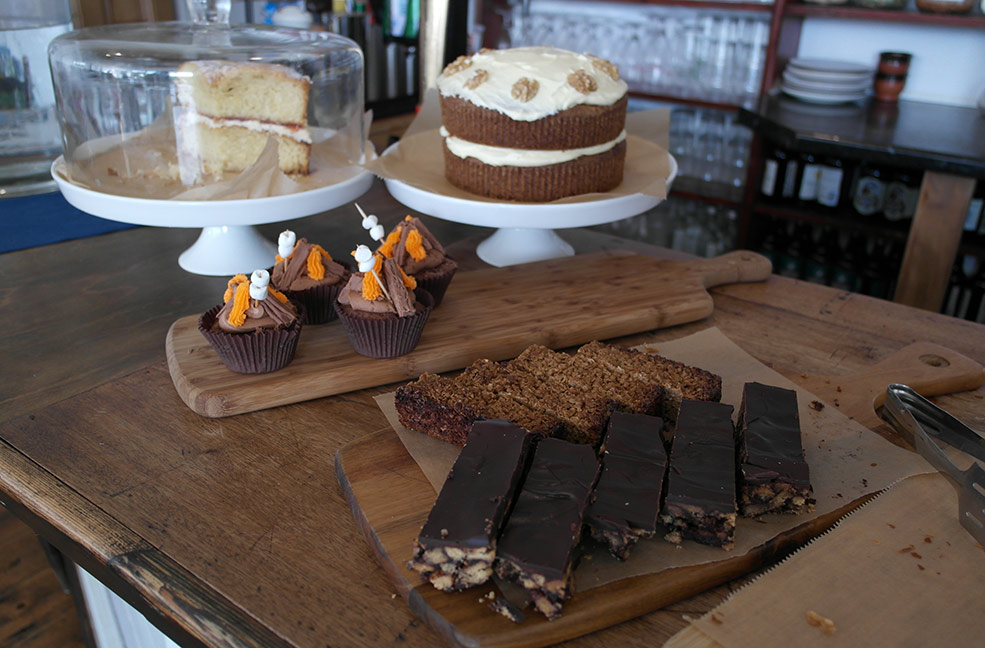 The selection of brilliant cakes at the Piano Cafe on the Isle of Wight.