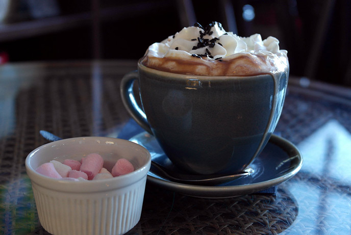 The luxurious hot chocolate at the chocolate apothecary.