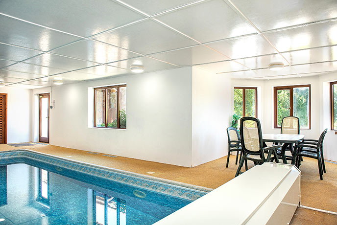 A heated indoor pool where you can take a morning dip and an evening swim.