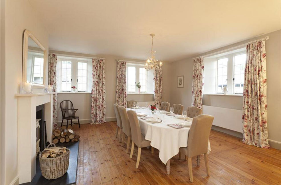 The dining room in Barton Manor Farmhouse