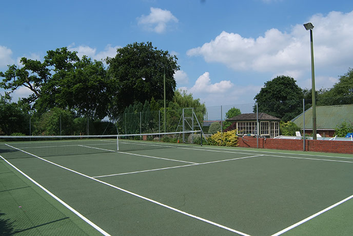 The tennis court at Higher Yellands Cottage in Devon.