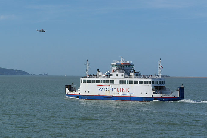 A Wightlink ferry making the crossing from Yarmouth to Lymington