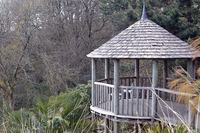 A raised viewing platform at the heart of the gardens.