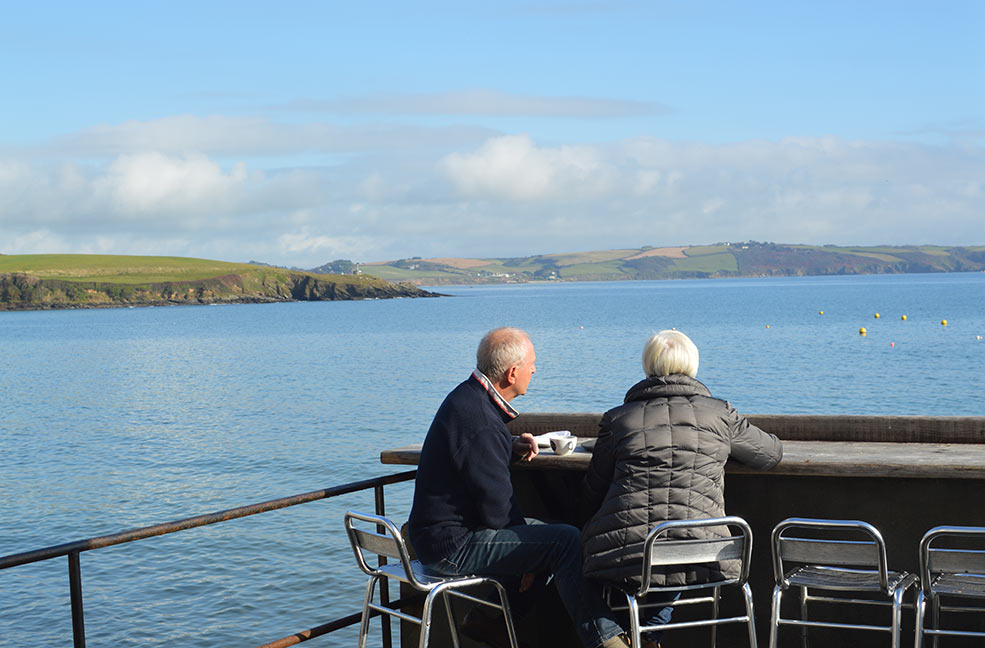 Enjoying the view across the Roseland from Portscatho in Cornwall