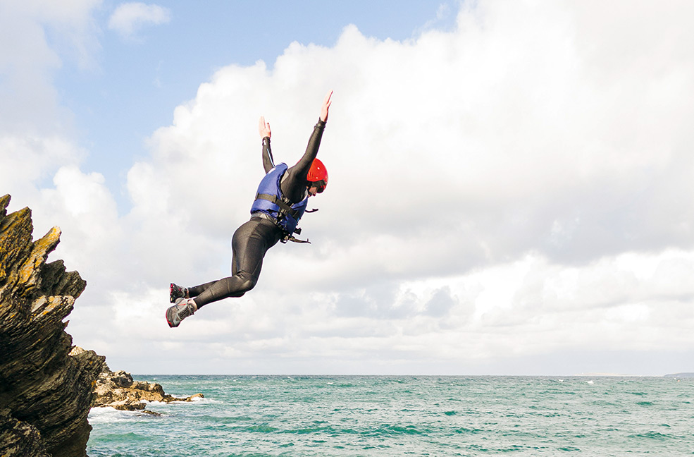 Coasteering off a cliff road