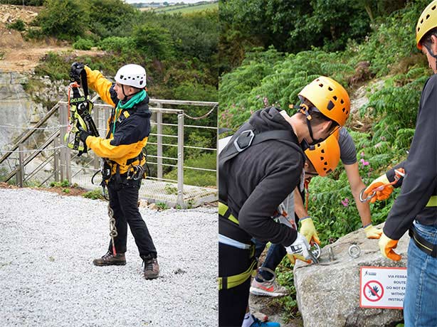 Kitting up socially distanced at Via Ferrata Cornwall