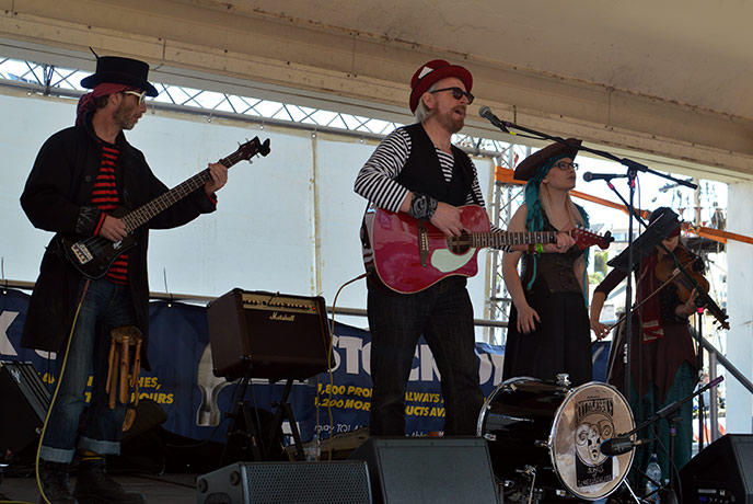 The pirate band at Brixham Pirate Festival kept everyone dancing along.