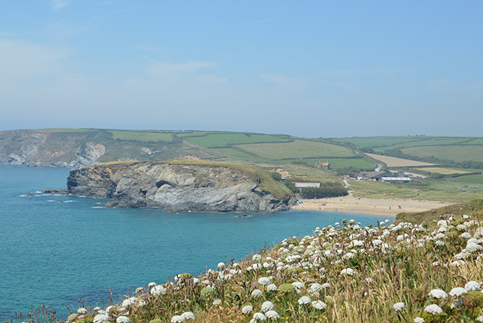 The view to Church Cove from the headland by Poldhu beach. This was used as a location for Poldark.