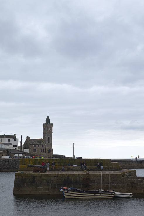 The iconic clock tower at the mouth of Porthleven harbour.