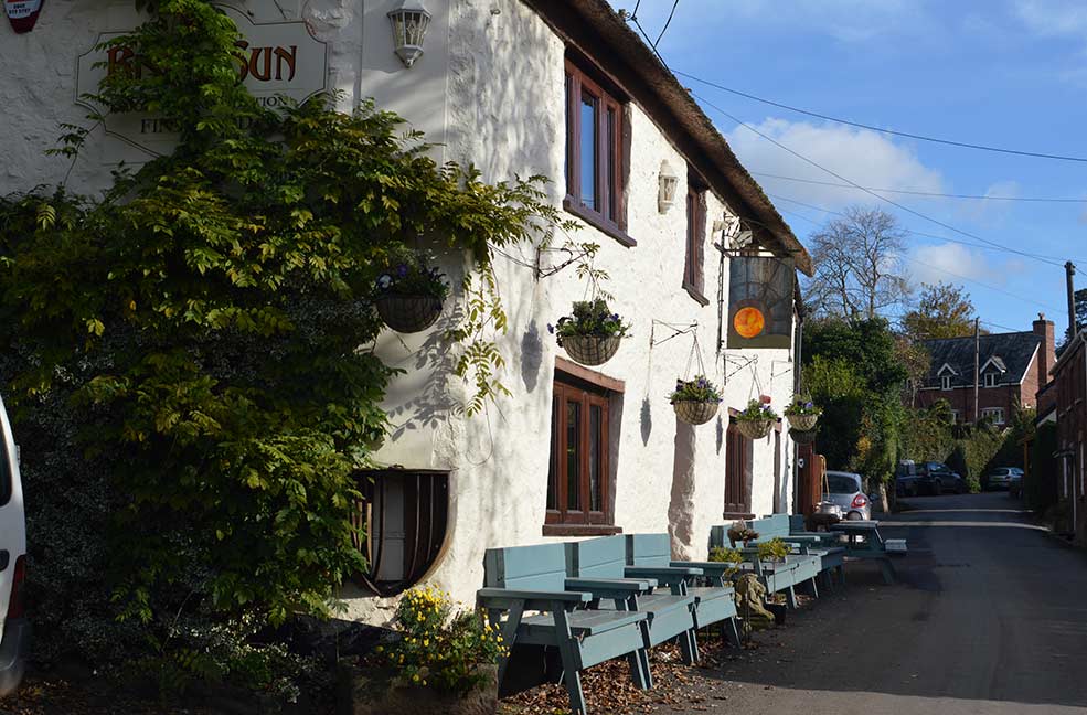 The Rising Sun Inn is just around the corner from Quantock trekking in Somerset. A great place to relax after your ride.