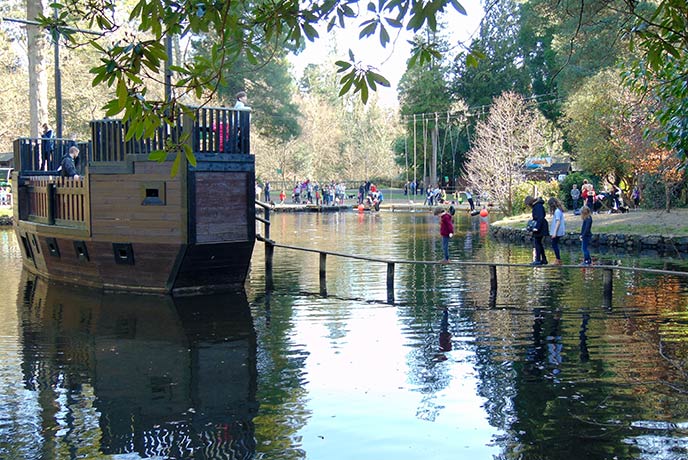 The pirate ship provides hours of fun for groups of children.