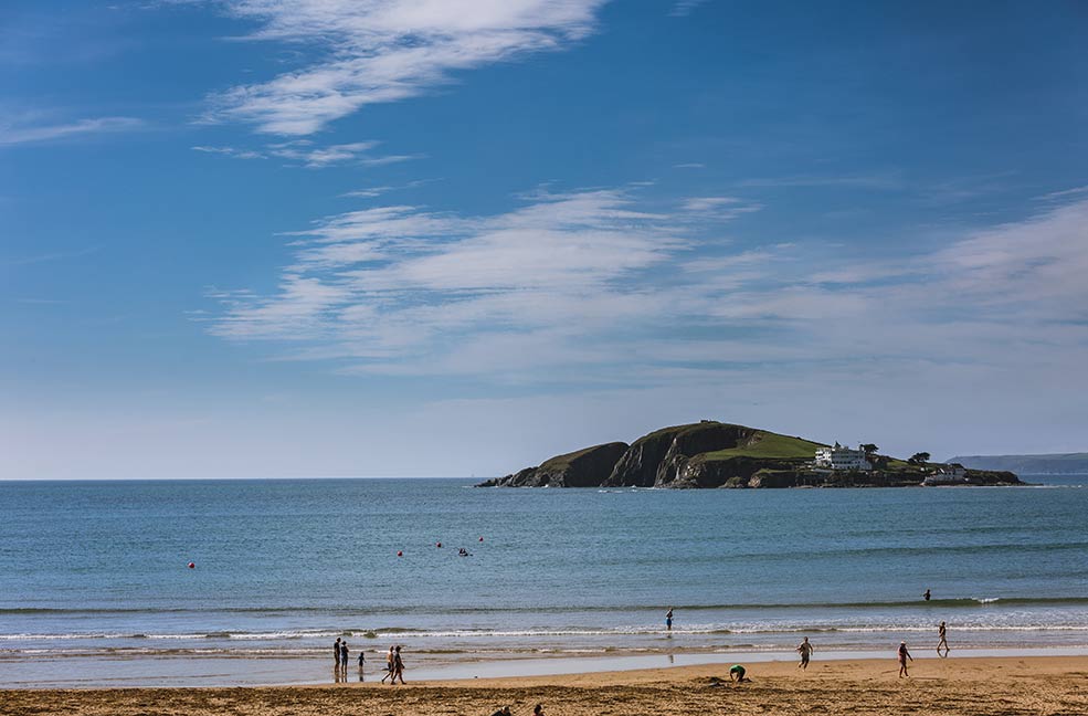 The brilliant view from Bigbury On Sea across to Burgh Island.