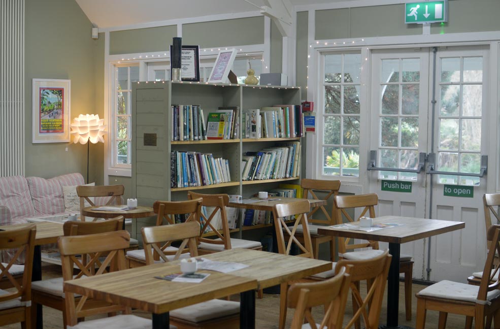 The cosy interior of the cafe at Ventnor Botanic Garden on the Isle of Wight.