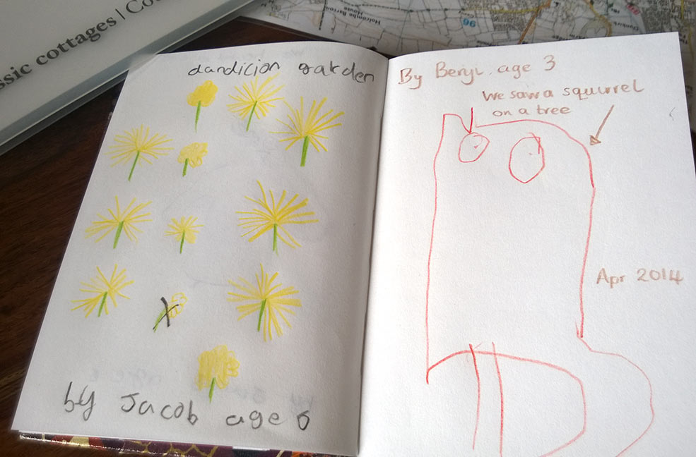 Our dandelion garden by Jacob and We saw a squirrel by Benji age 3