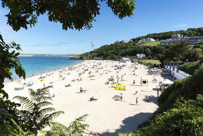 The golden sands of Porthminster welcomes four legs and two legs alike during the winter months.