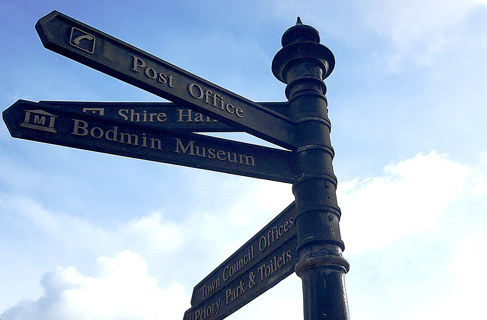 Bodmin signpost