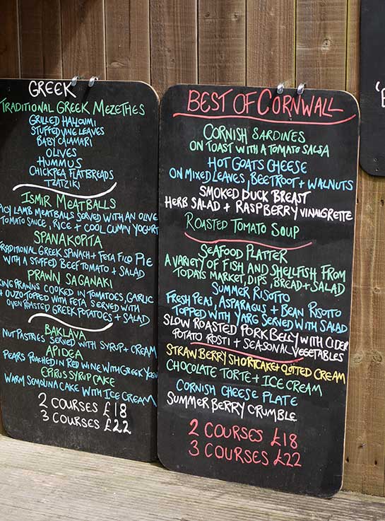 Godrevy menu