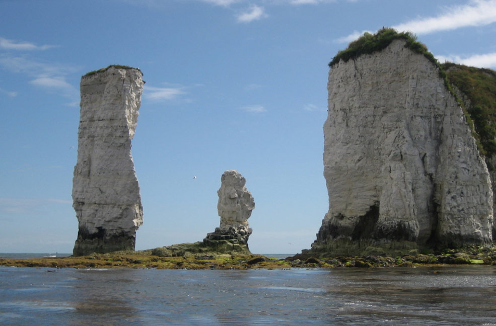 Old Harry rocks mark the edge of Studland nature reserve.