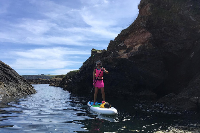Heidi likes to paddleboard to get to secret beaches in Cornwall for sea glass collecting.
