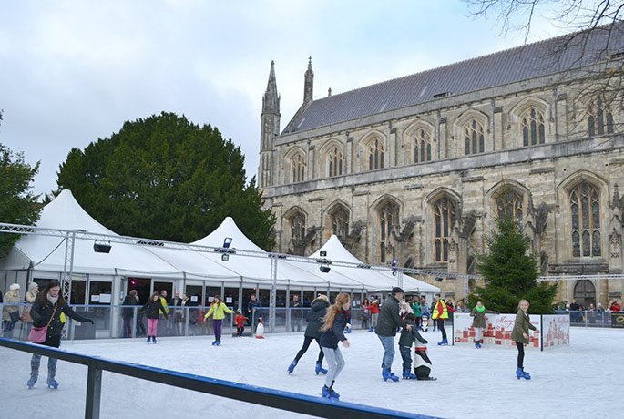 Skate in the picturesque beauty of Winchester Cathedral, Hampshire.