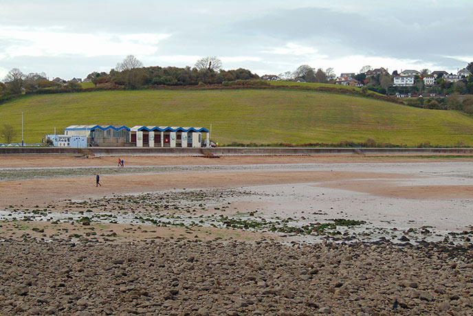 Looking toward the sand from the coast path.