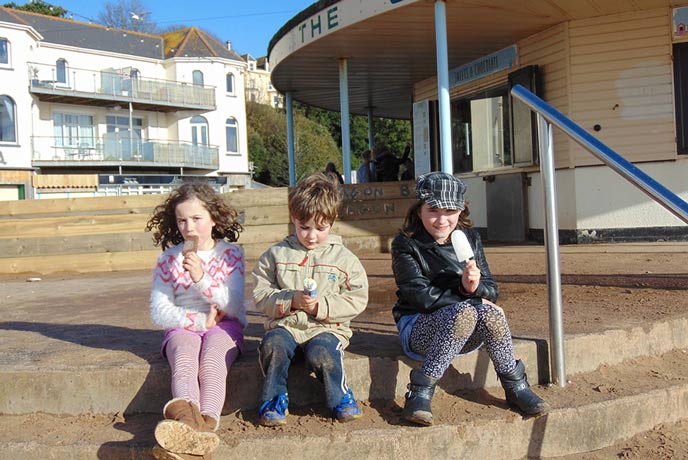 We stopped for ice cream at the Octagon by Exmouth beach.