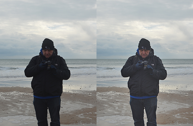 Checking snaps on the DSLR at Praa Sands in Cornwall.