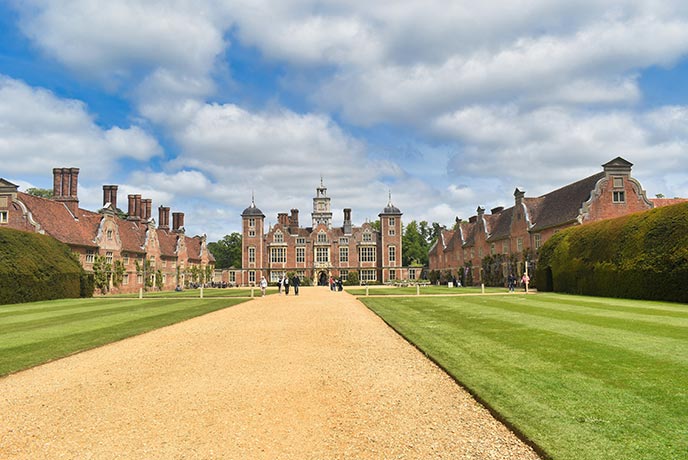 Looking down the path at the historic house at Blickling Estate in Norfolk