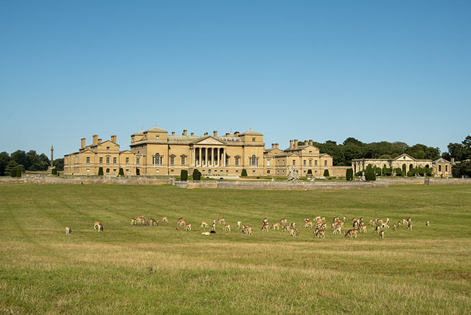 The impressive Palladian-style house and parkland at Holkham Hall in Norfolk