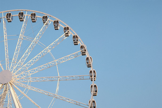 A giant Ferris wheel at Great Yarmouth Pleasure Beach in Norfolk