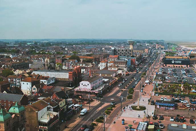 A bird's eye view of Great Yarmouth in Norfolk