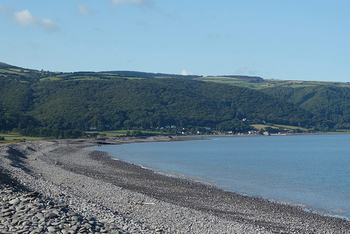Looking out over the shingle and pebble beach at Bossington