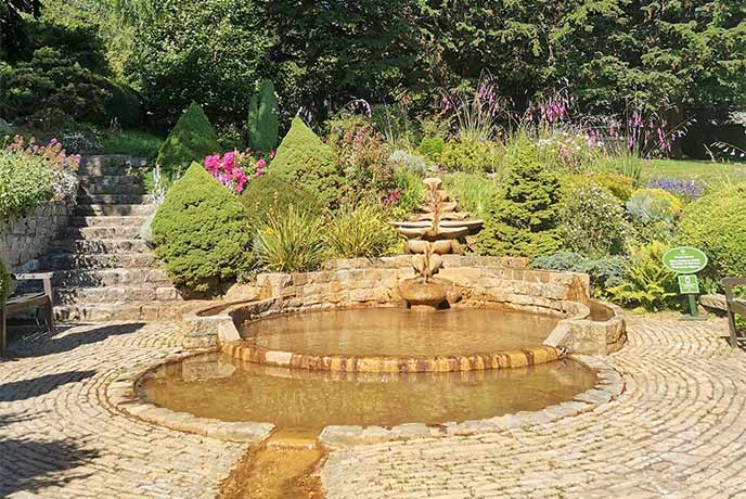 One of the tiered water features at Chalice Well in Glastonbury