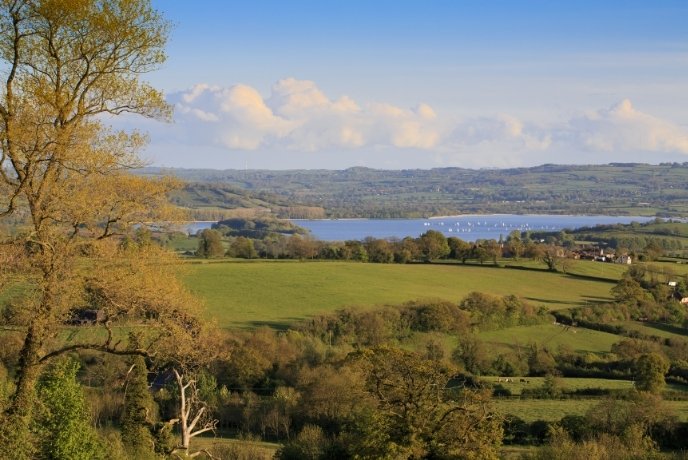 Beautiful views over the Somerset countryside towards Chew Valley Lake