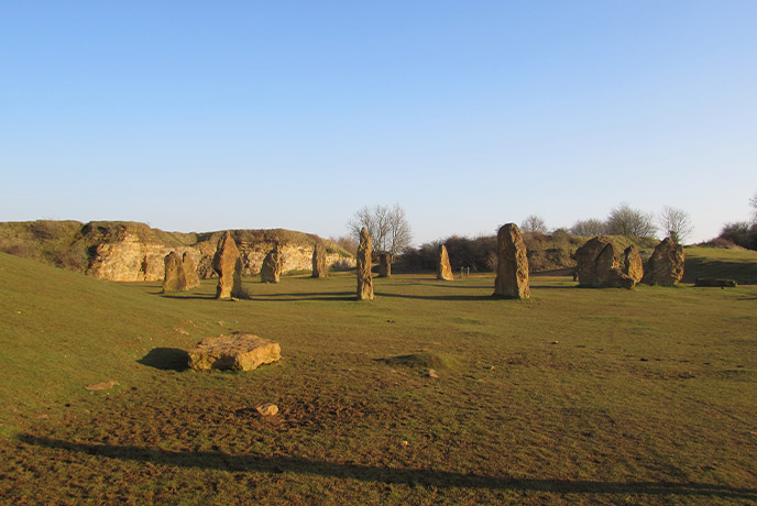 The ancient standing stone at Ham Hill Country Park in Somerset