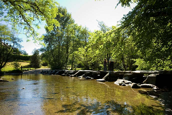 The pretty river at Tarr Steps in Somerset