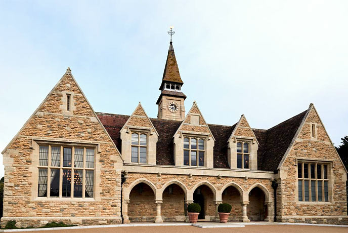 The incredible school-house exterior of Clockspire in Somerset